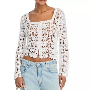 AQUA Square Neck Crochet Top – NWT – Size XL – White